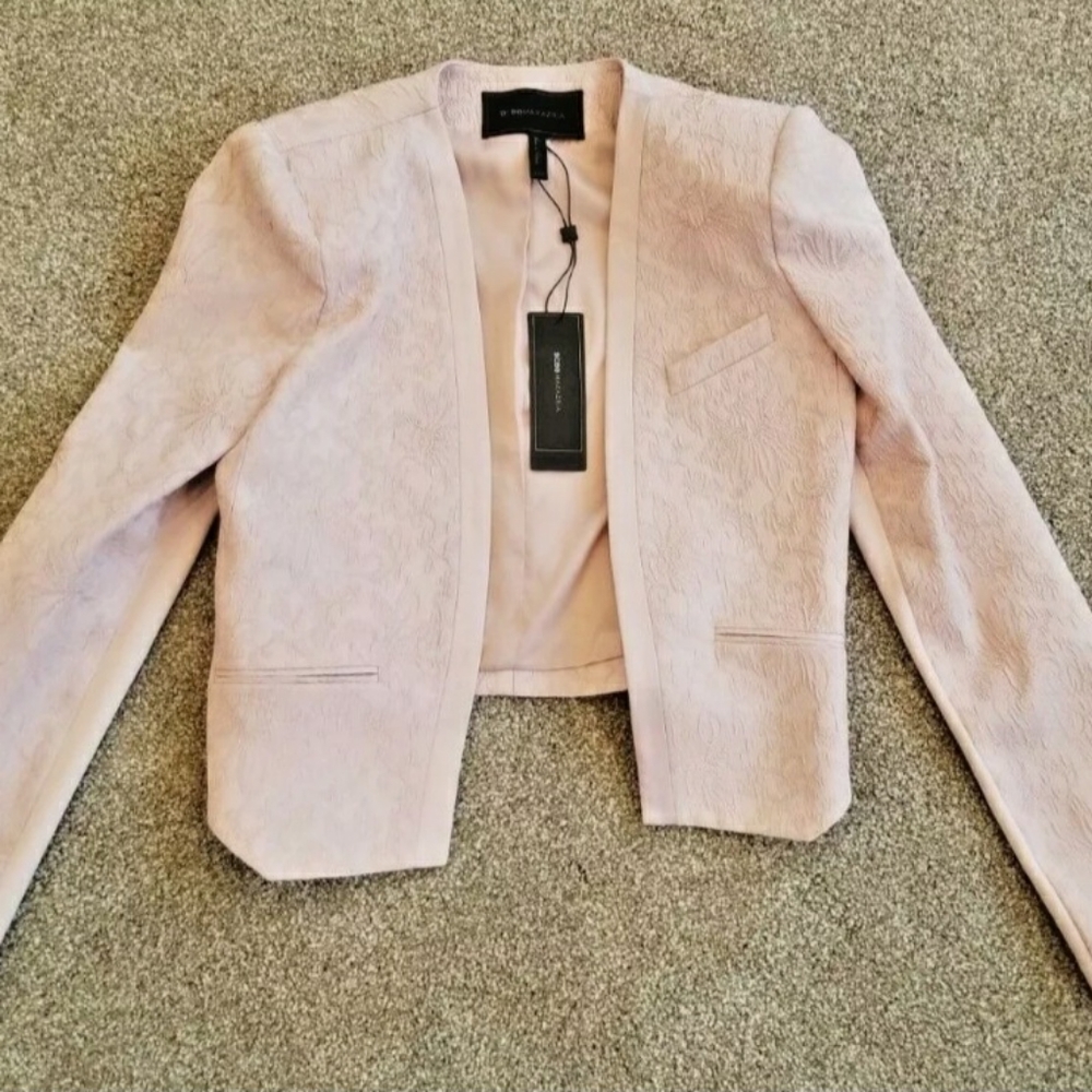 BCBG Flynn Floral Jacquard Jacket Blazer Pink Blush